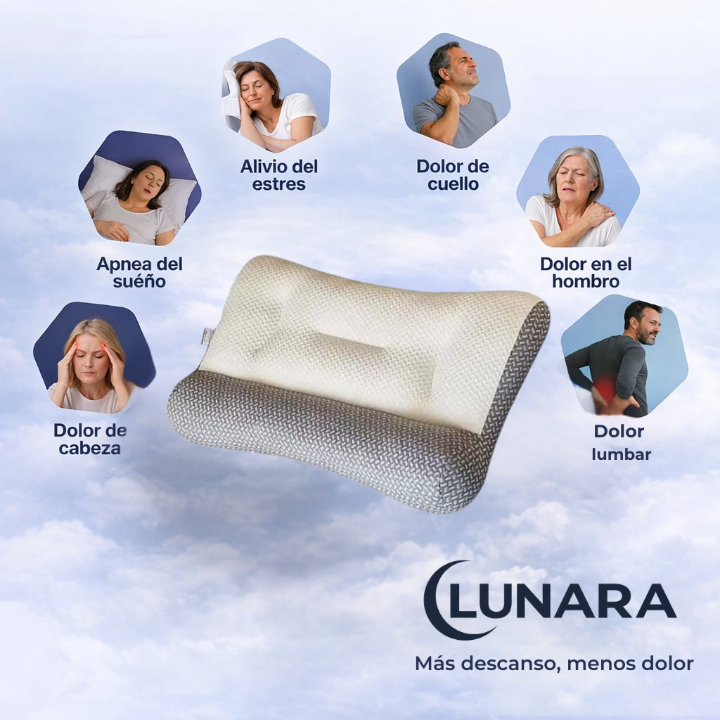 Almohada ergonómica  Lunara3D™  El descanso inteligente para tu cuello
