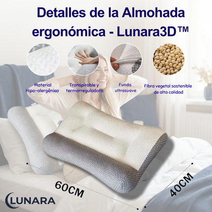 Almohada ergonómica  Lunara3D™  El descanso inteligente para tu cuello