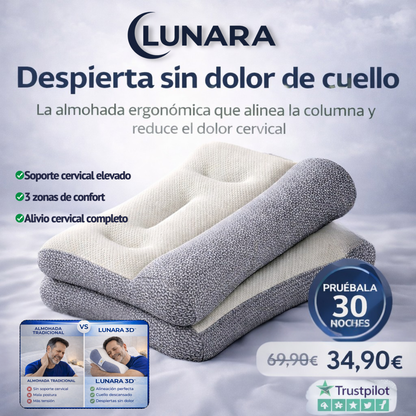 Almohada ergonómica  Lunara3D™  El descanso inteligente para tu cuello