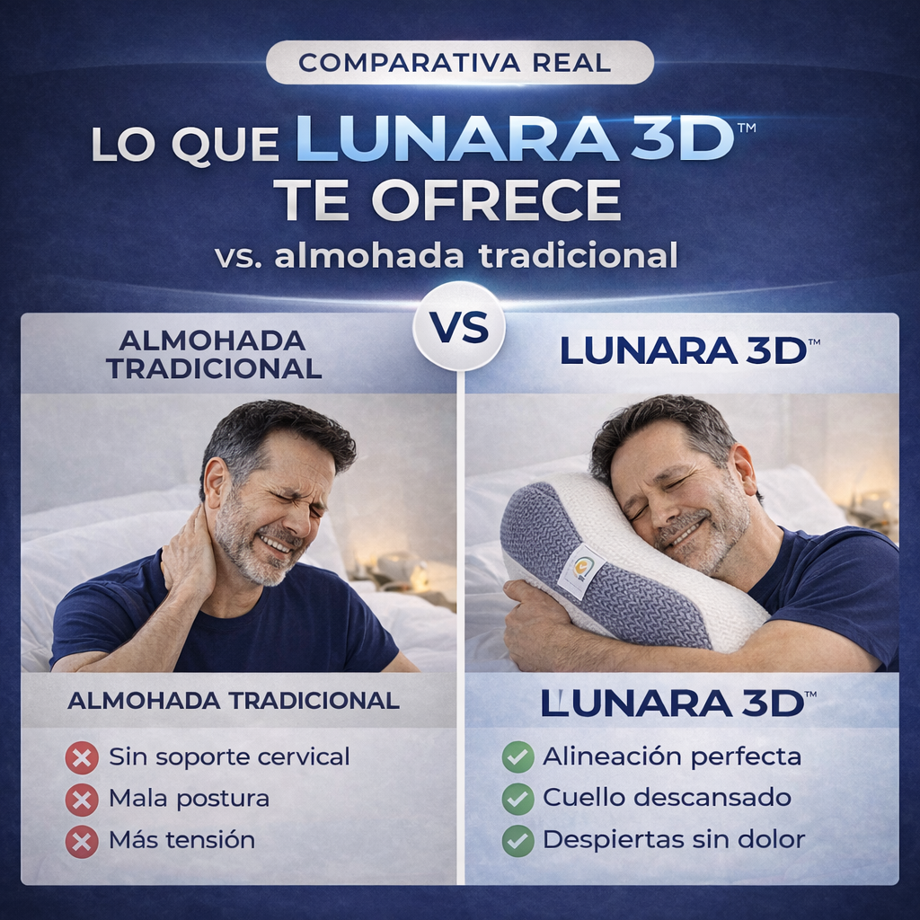Almohada ergonómica  Lunara3D™  El descanso inteligente para tu cuello