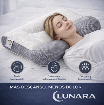 Almohada ergonómica  Lunara3D™  El descanso inteligente para tu cuello